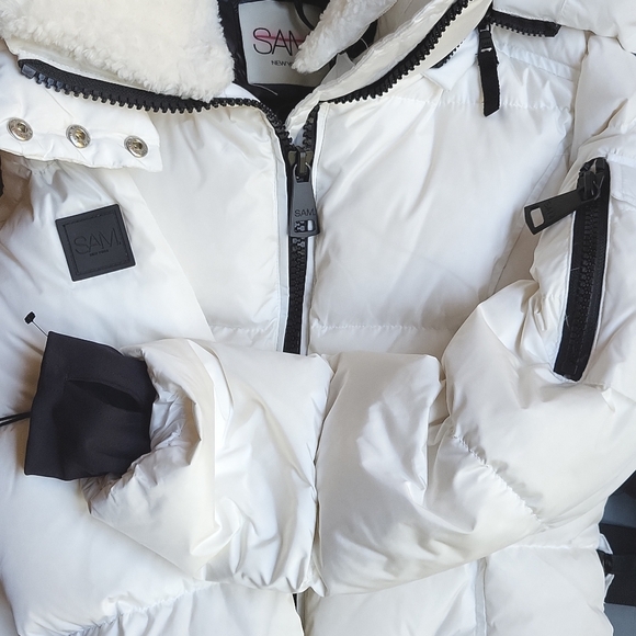 NWT$575 SAM.  Liv Hooded Faux Fur Belted Down Puffer Coat Jacket S-M (6) - Picture 13 of 15